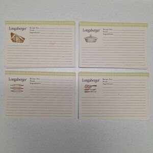 Longaberger Recipe Cards Set 20 Pieces Basket Rolling Pin Knives Casserole Dish‎